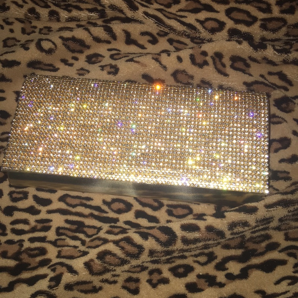 Gold Rhinestoned Clutch